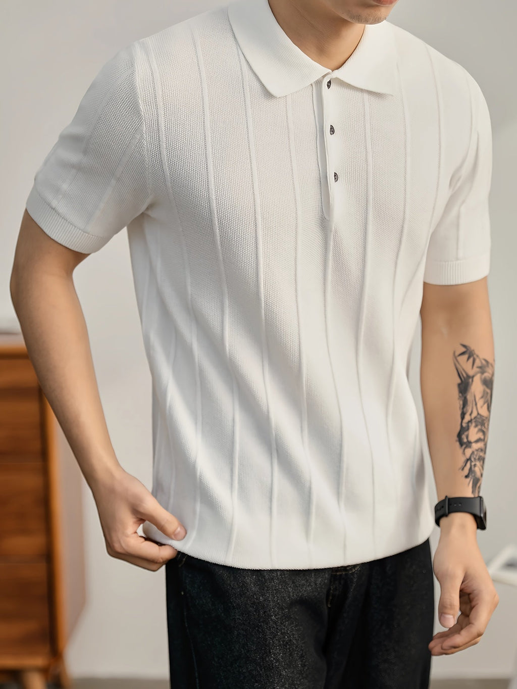 Riviera Textured Knit Polo Shirt